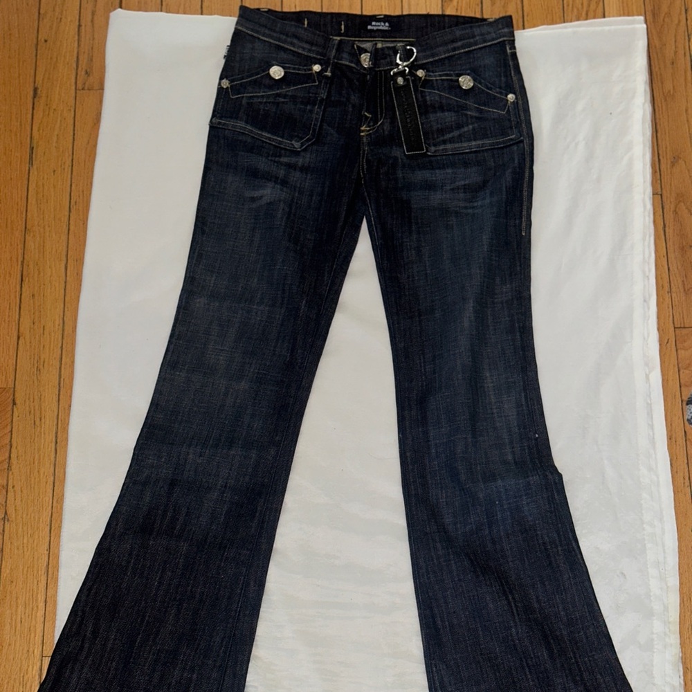 Rock & Republic Black Flare Wide Leg Jeans